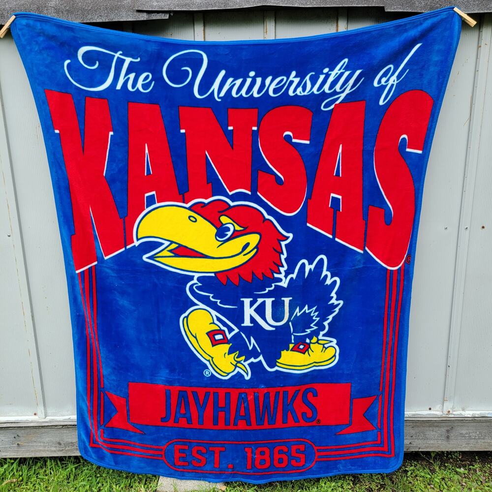 University Of Kansas Jayhawks Blue & Red Fleece Throw - 57" x 68"